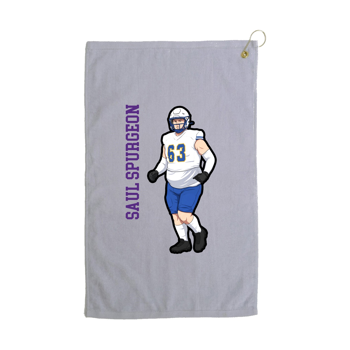 Golf Towel — Name Vertical in Grey