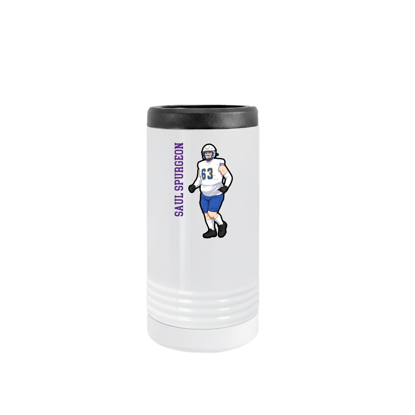 Slim Beverage Holder — Name Vertical in White