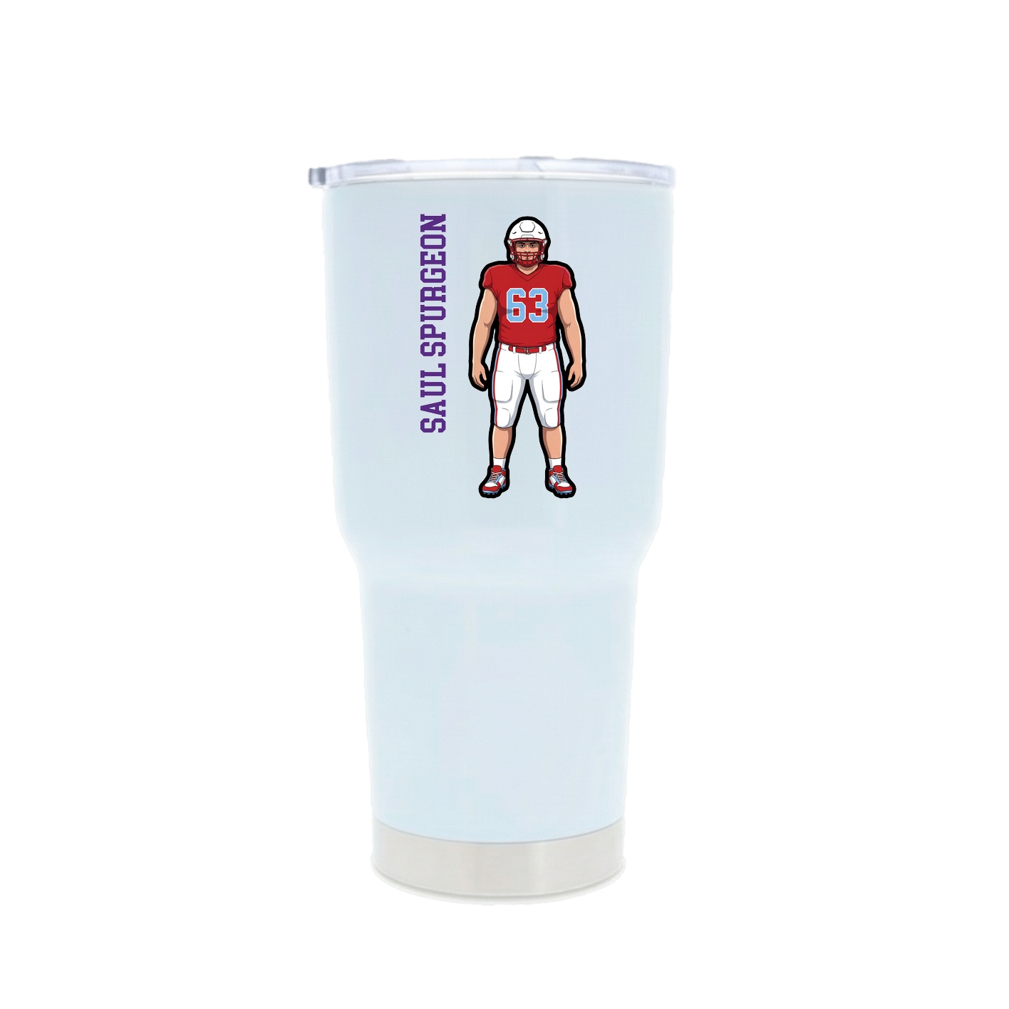 30oz Stainless Steel Tumbler — Name Vertical in White