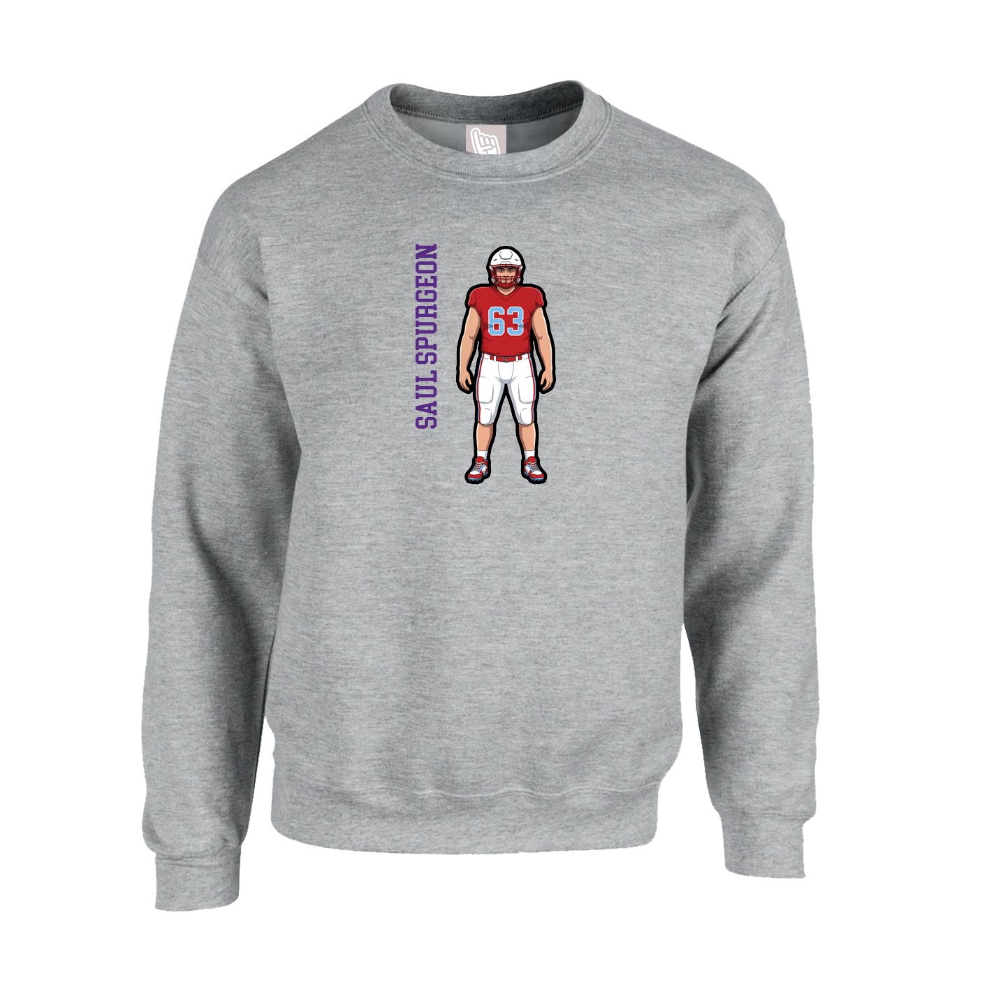 Fleece Crew — Name Vertical in Grey