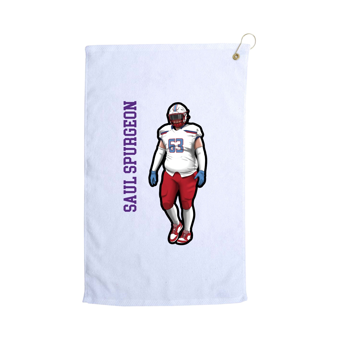 Golf Towel — Name Vertical in White