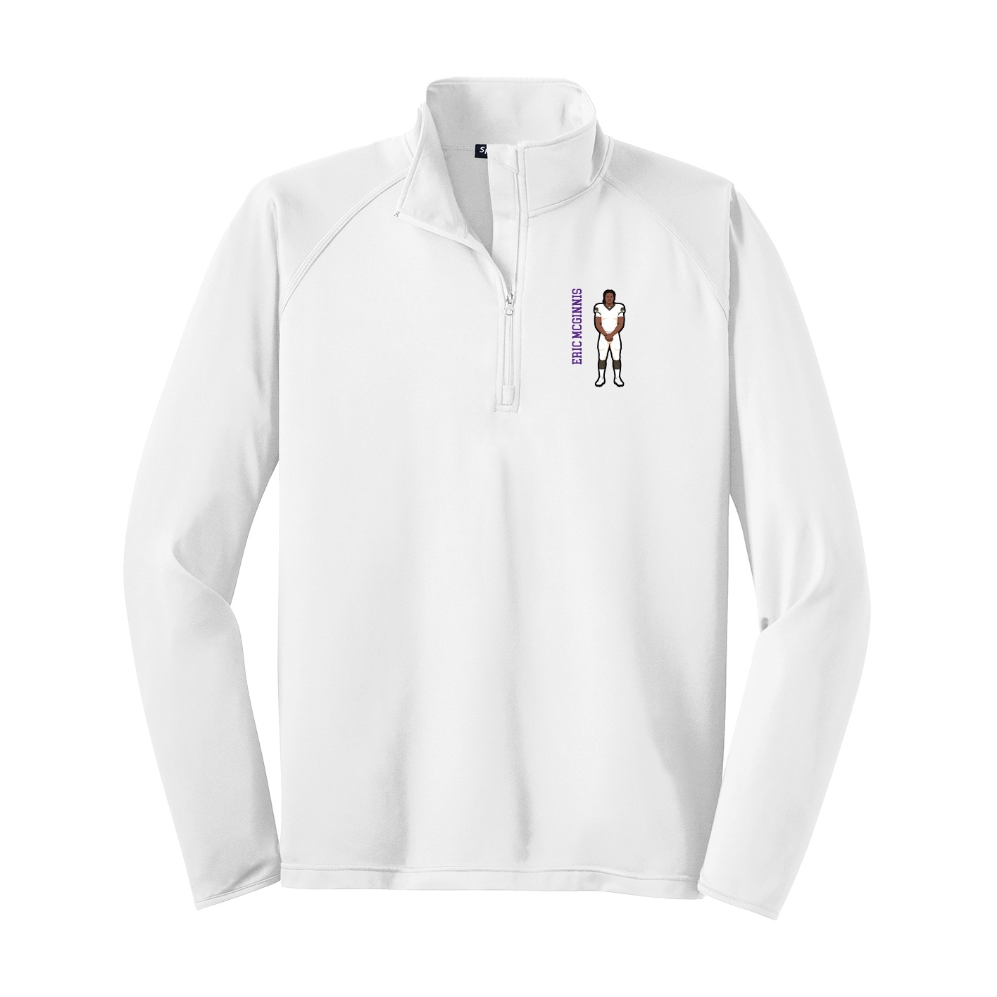 Q-Zip Pullover — Name Vertical in White
