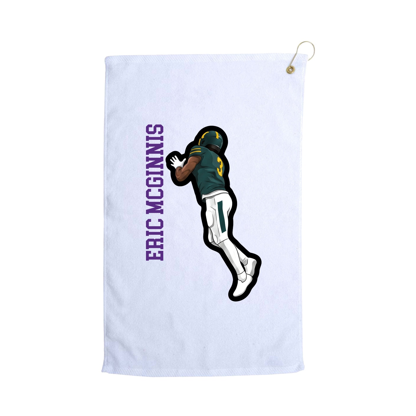 Golf Towel — Name Vertical in White
