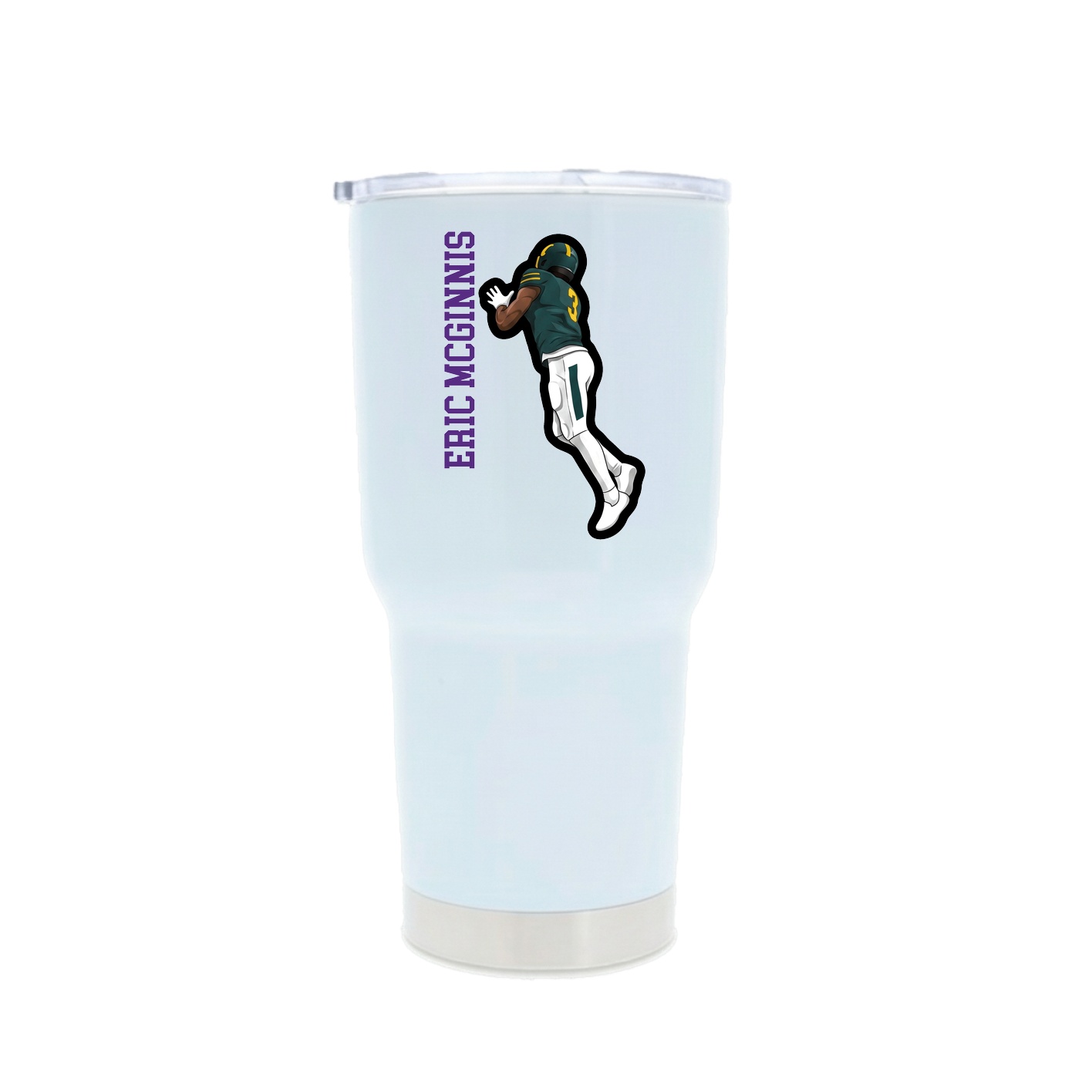 30oz Stainless Steel Tumbler — Name Vertical in White
