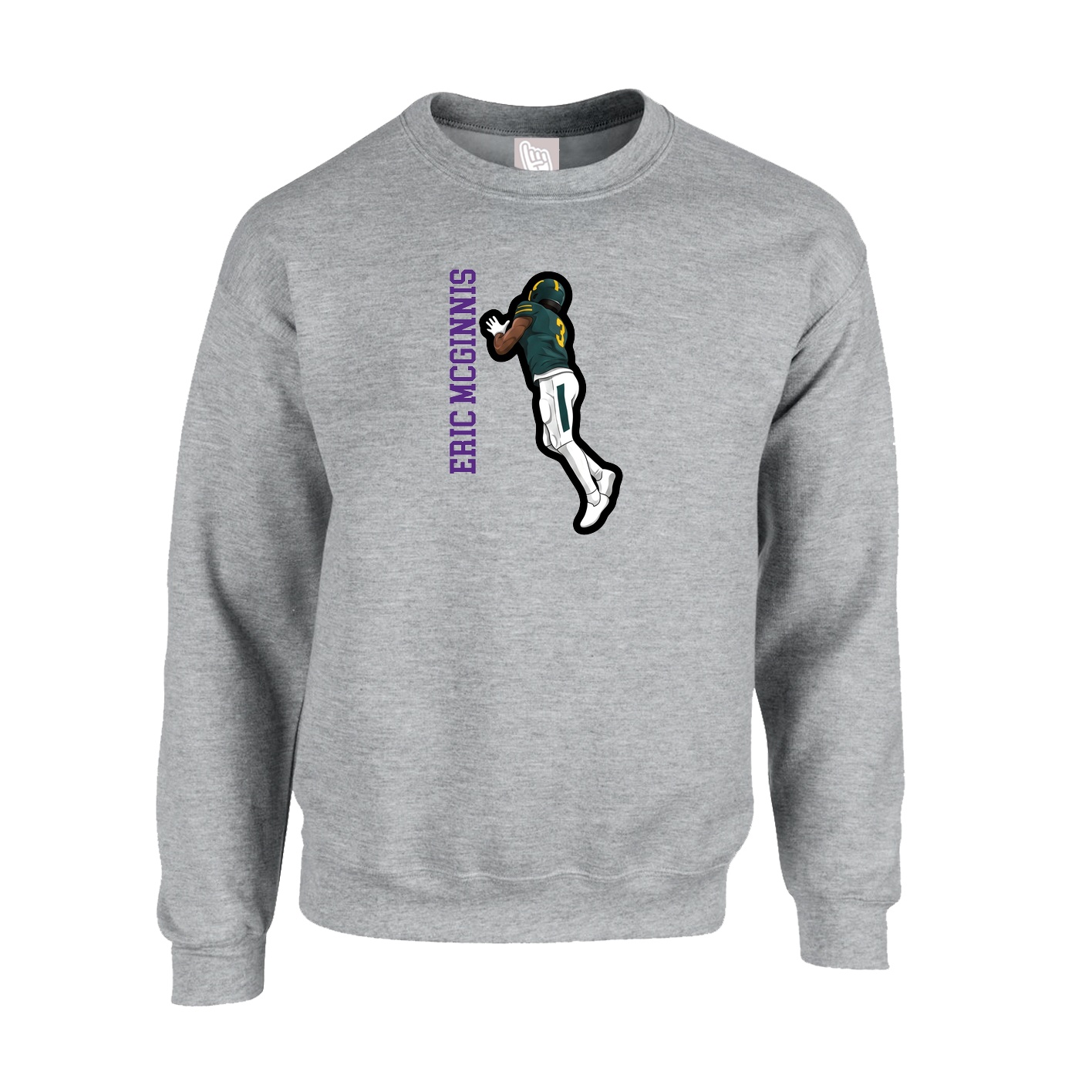 Fleece Crew — Name Vertical in Grey