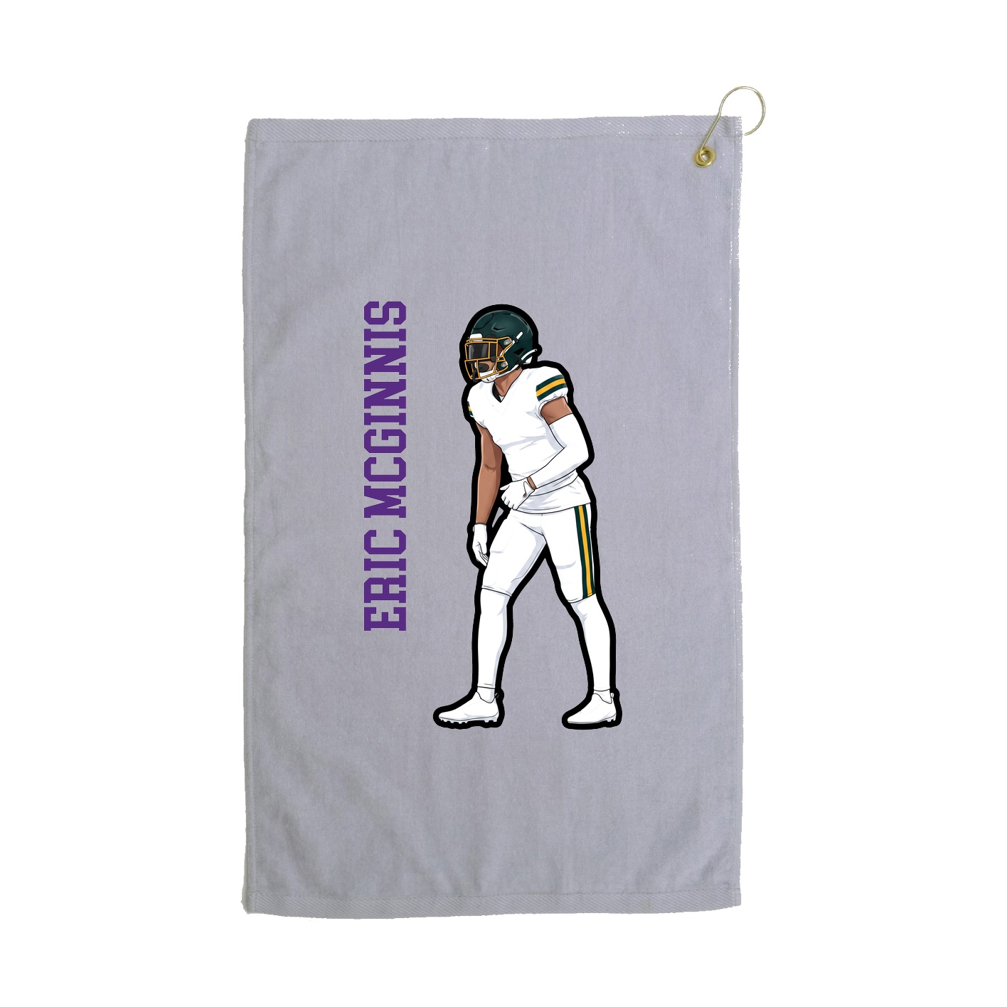 Golf Towel — Name Vertical in Grey