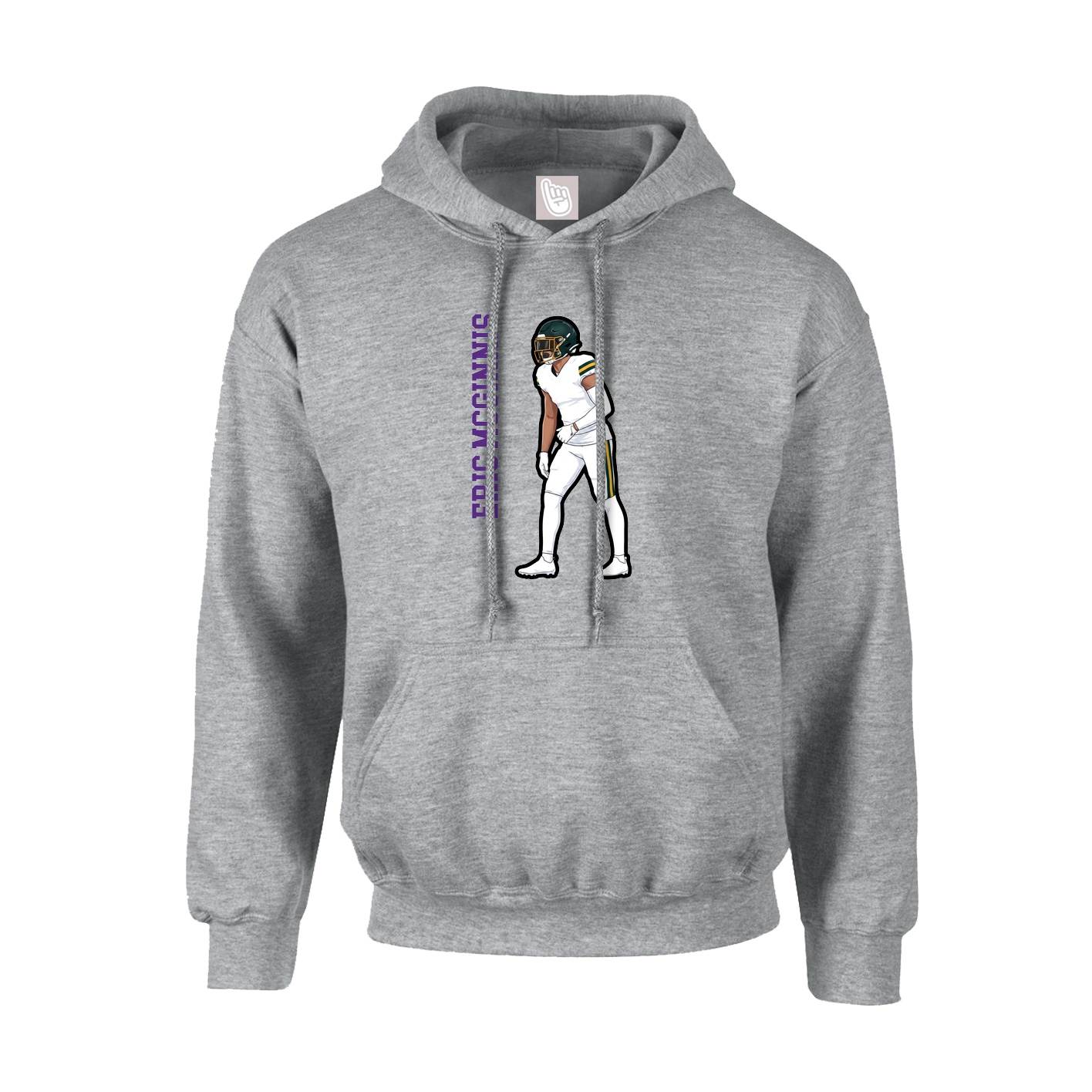 Hoodie — Name Vertical in Grey
