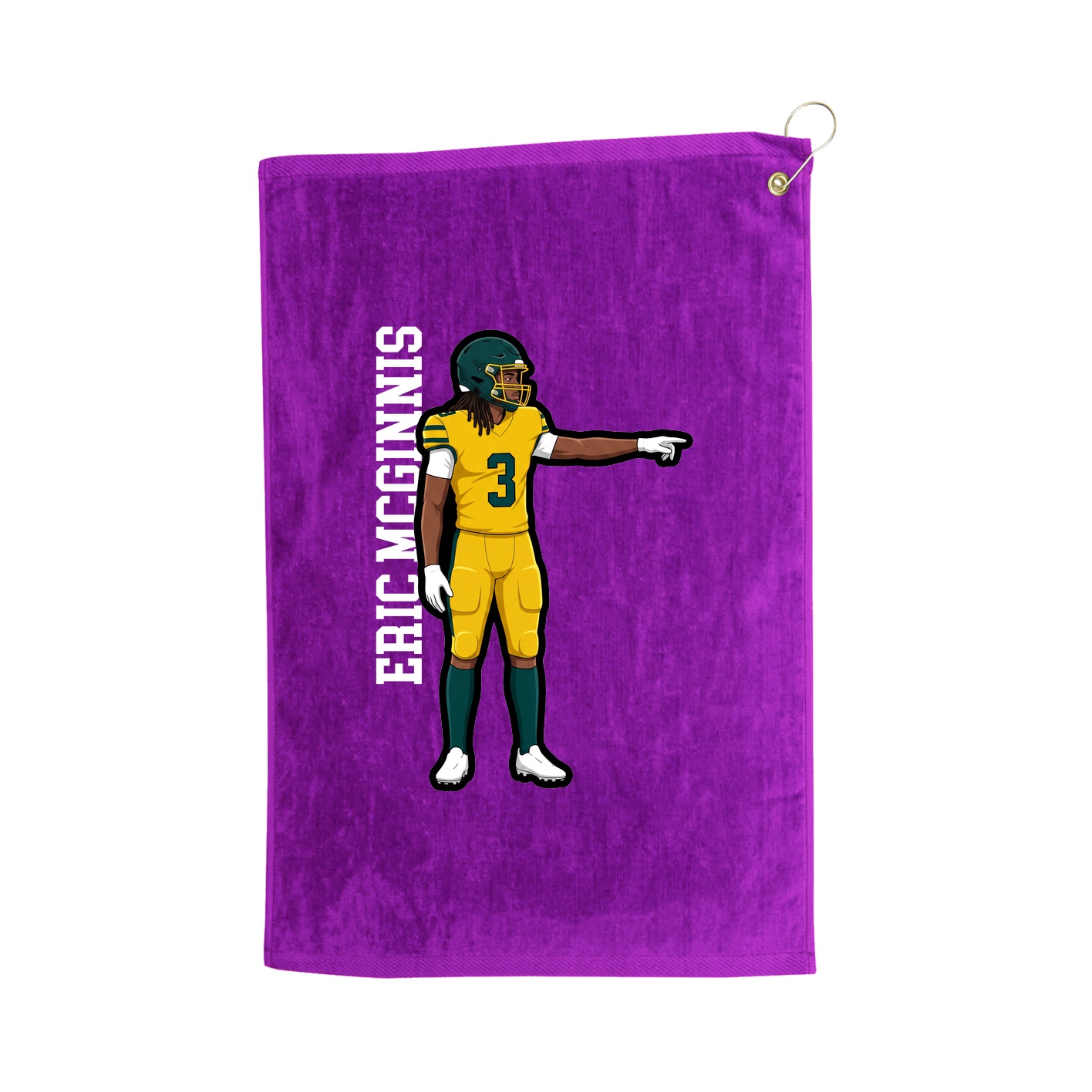 Golf Towel — Name Vertical in Purple