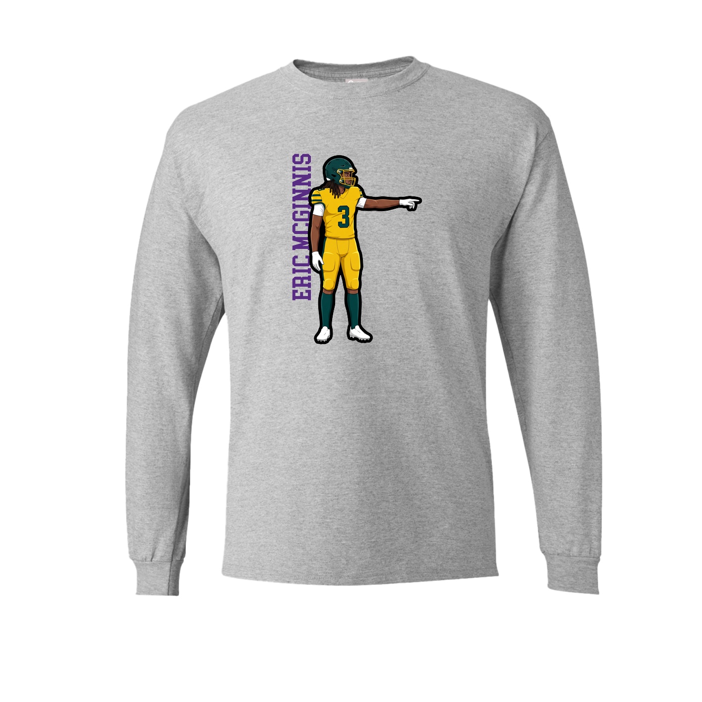 Long Sleeve Tee — Name Vertical in Grey