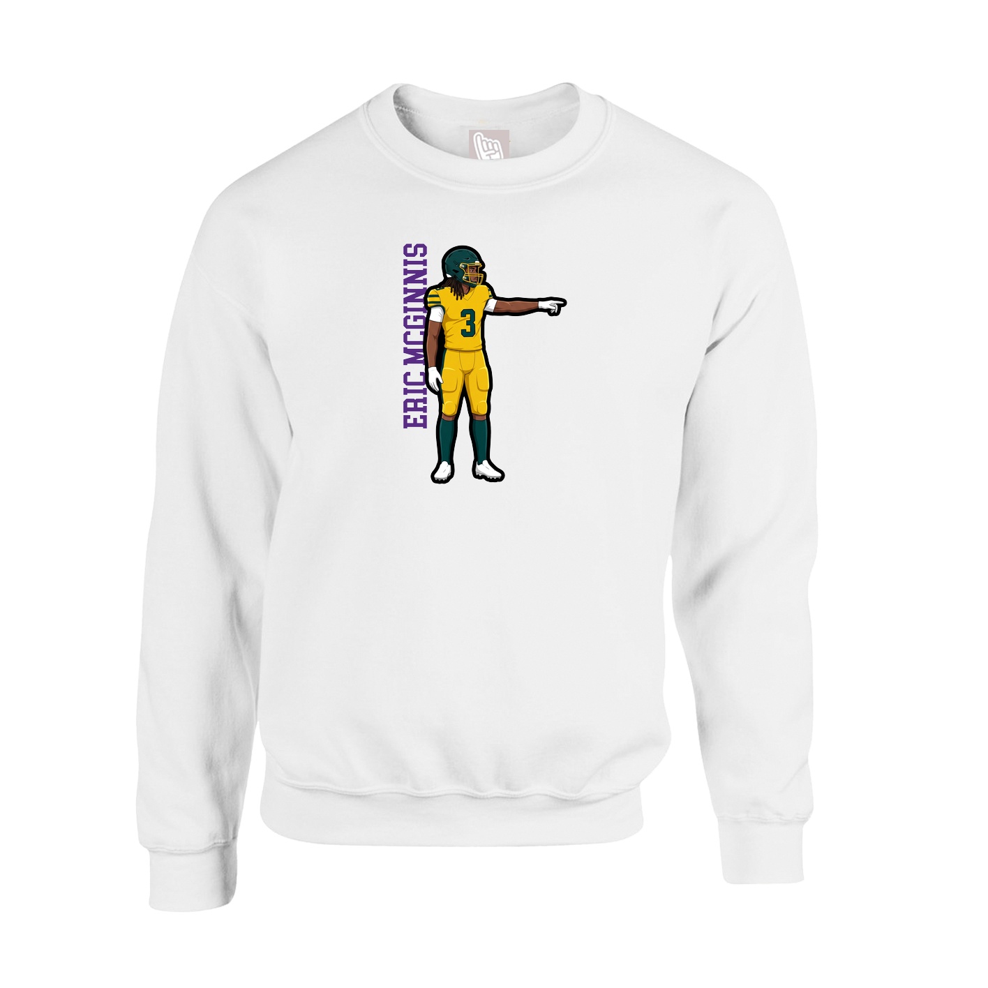 Fleece Crew — Name Vertical in White