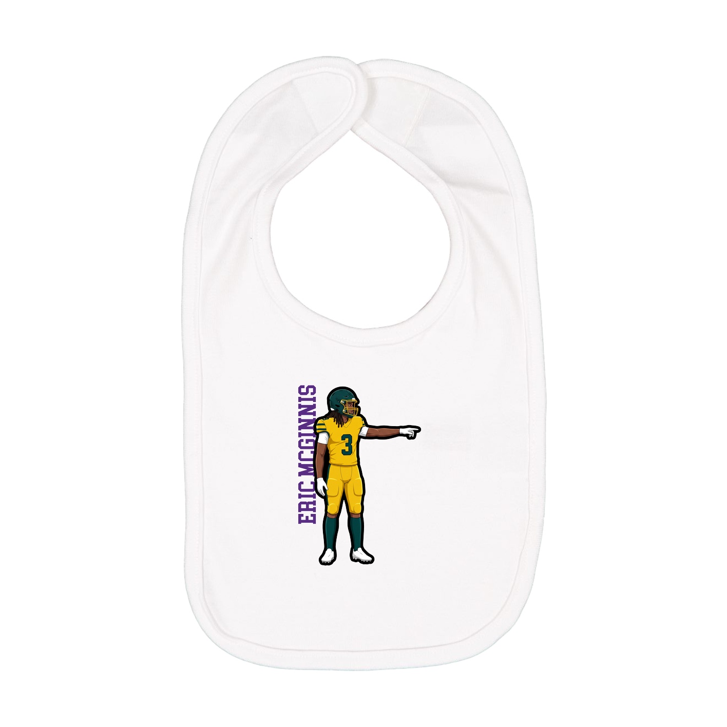 Infant Bib — Name Vertical in White