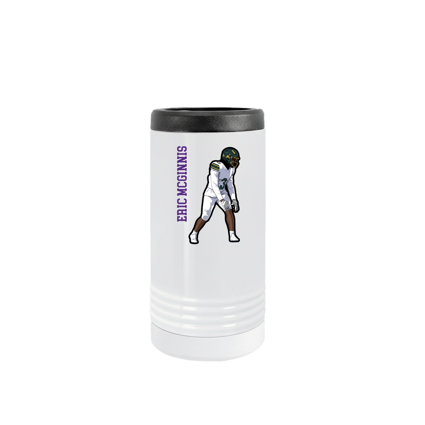 Slim Beverage Holder — Name Vertical in White