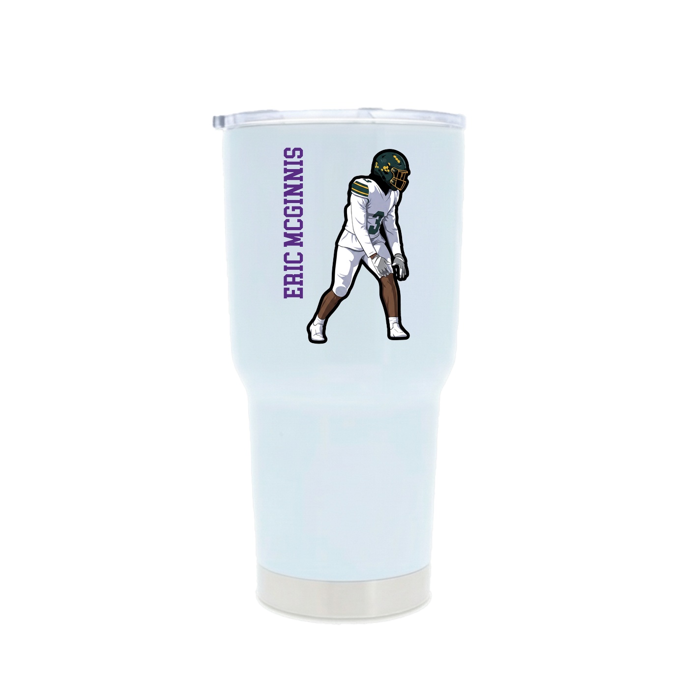 30oz Stainless Steel Tumbler — Name Vertical in White