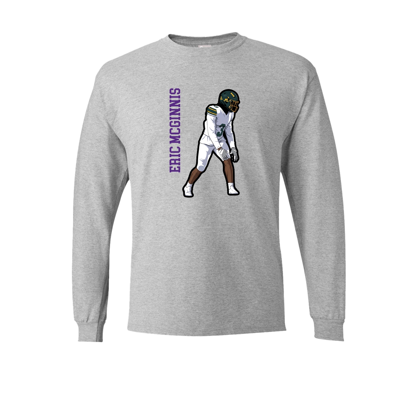 Long Sleeve Tee — Name Vertical in Grey