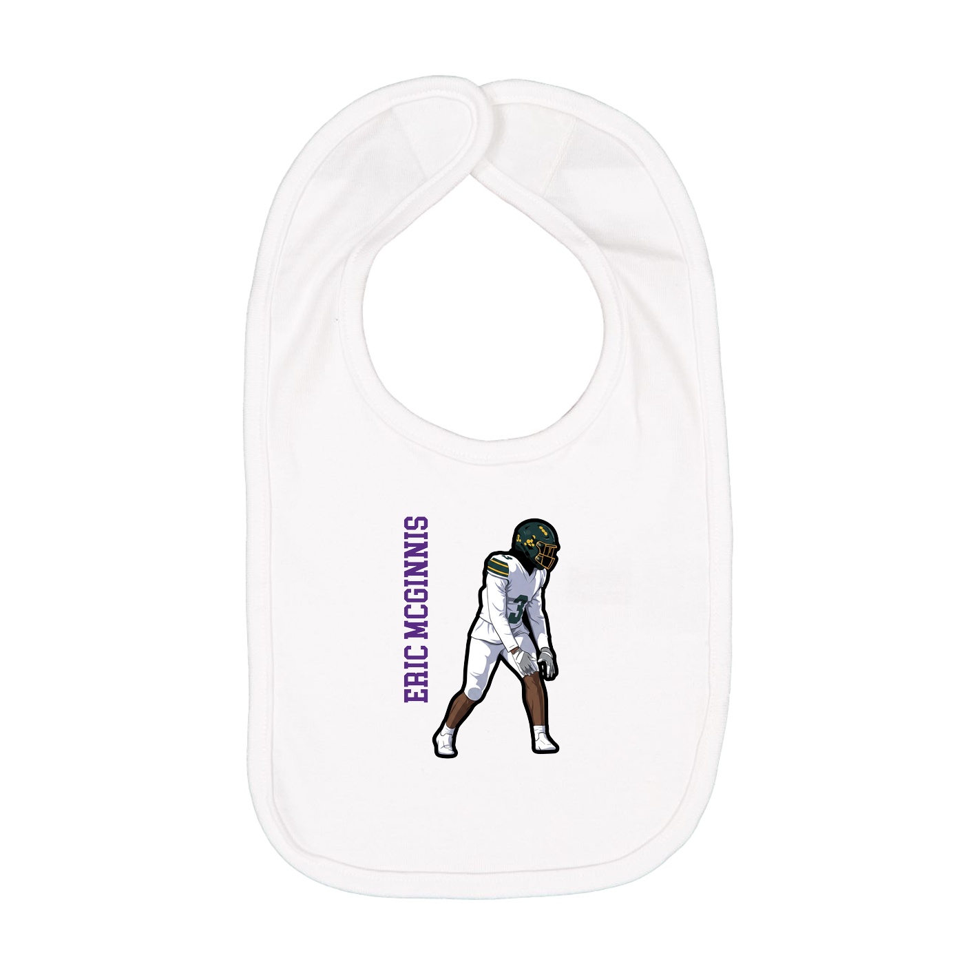 Infant Bib — Name Vertical in White