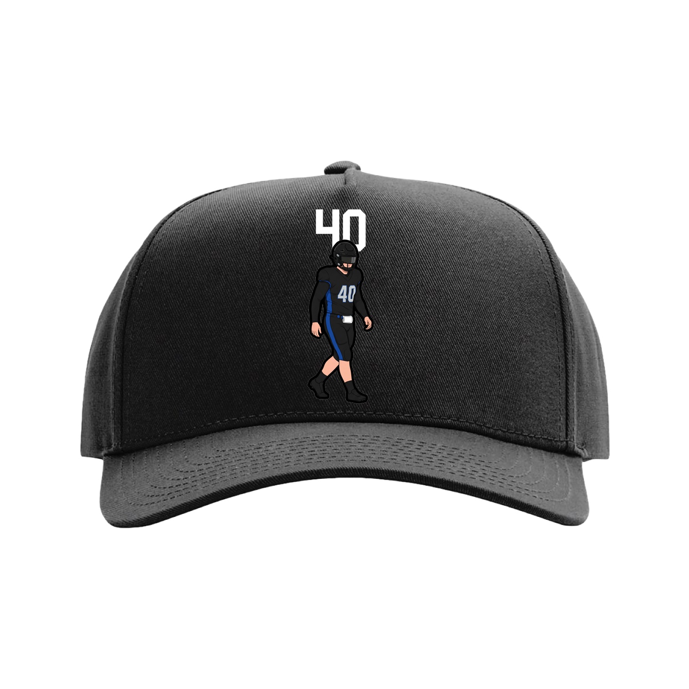 Full Fabric Five-Panel Champ Cap — Number Top in Black