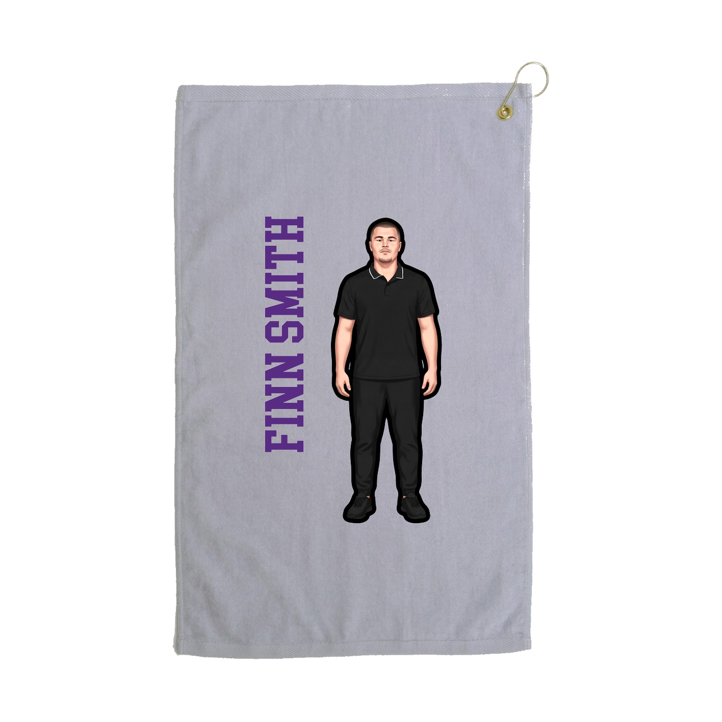 Golf Towel — Name Vertical in Grey