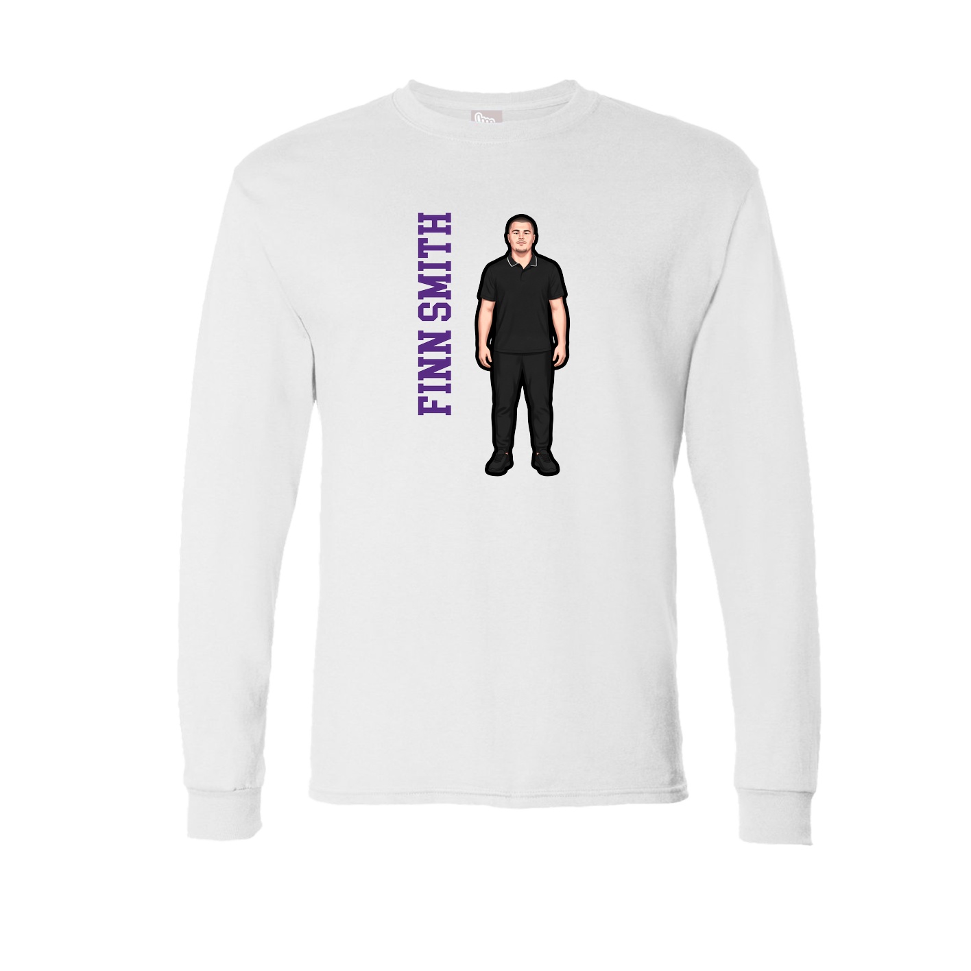 Long Sleeve Tee — Name Vertical in White