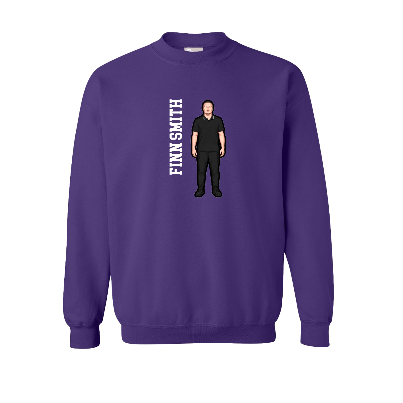 Fleece Crew — Name Vertical in Purple