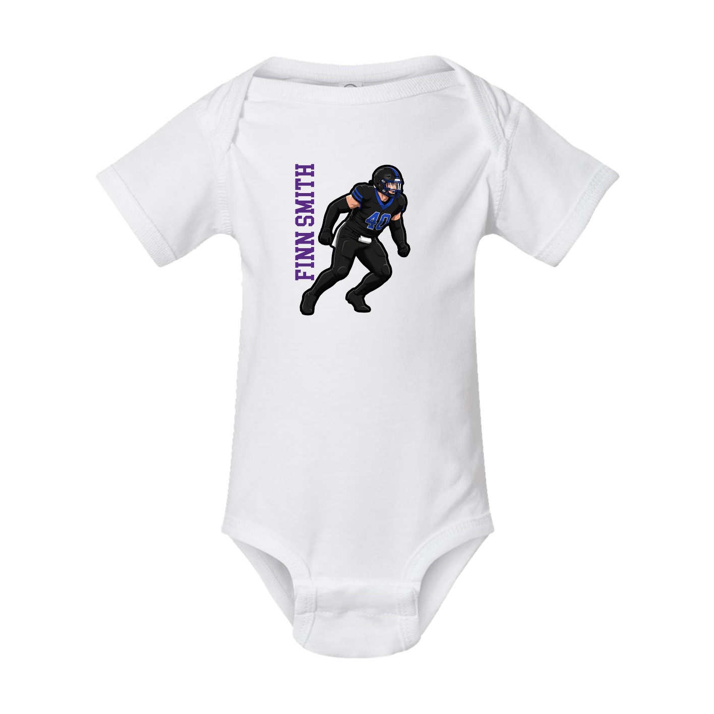Baby Onesie — Name Vertical in White