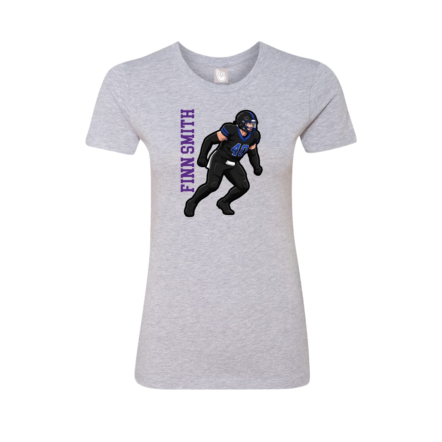 Fitted Women's Tee — Name Vertical in Grey