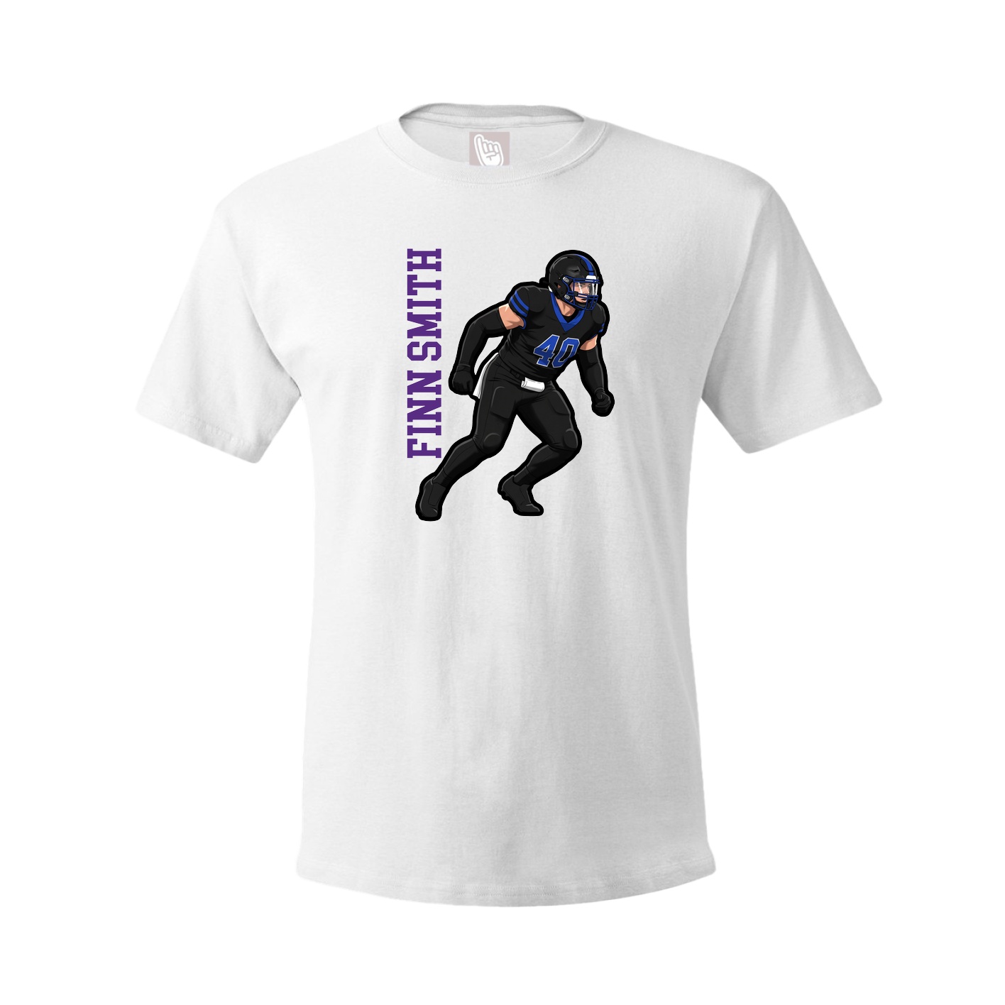 Youth Tee — Name Vertical in White