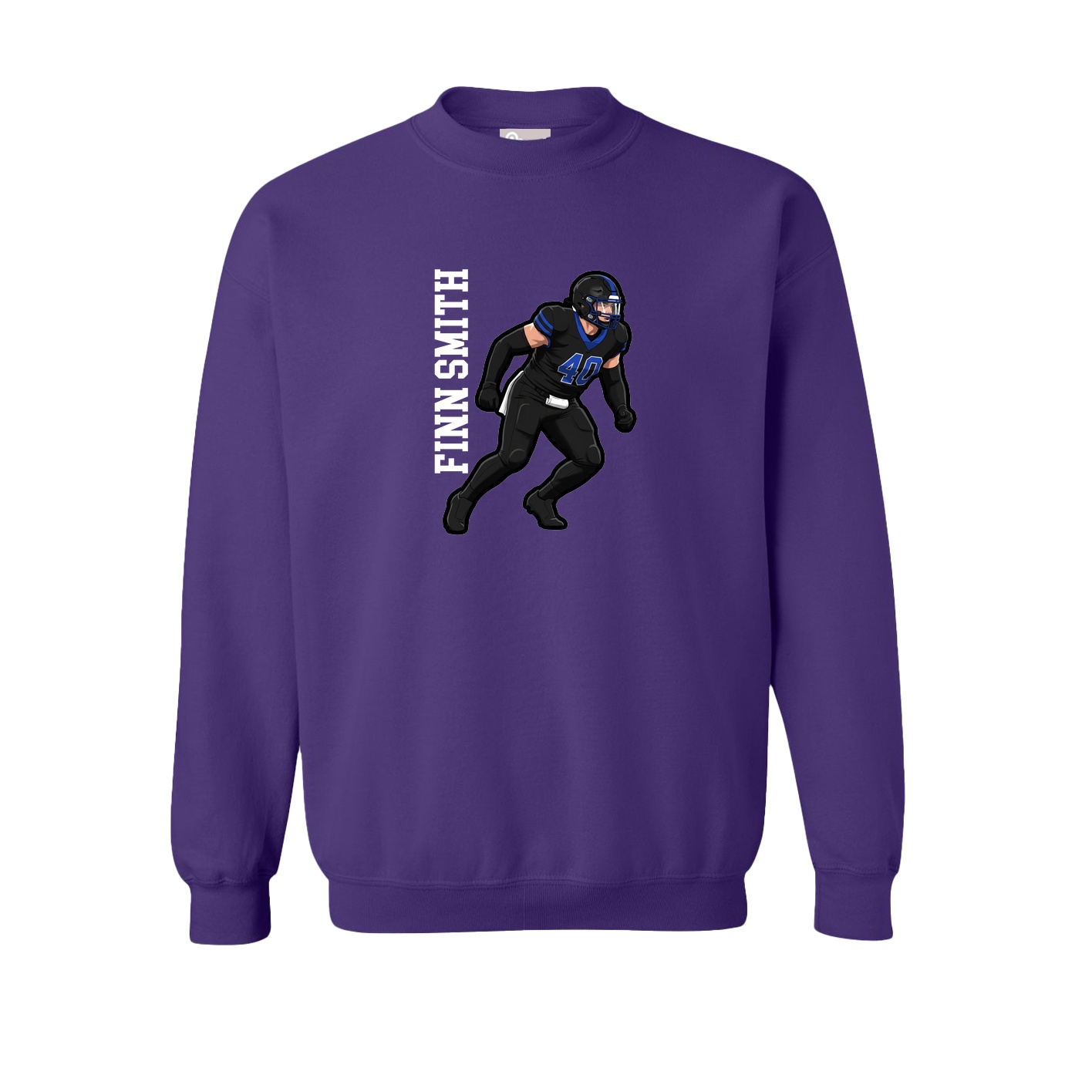 Fleece Crew — Name Vertical in Purple