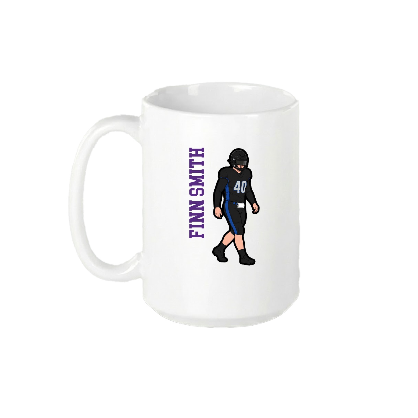 15oz Coffee Mug — Name Vertical in White