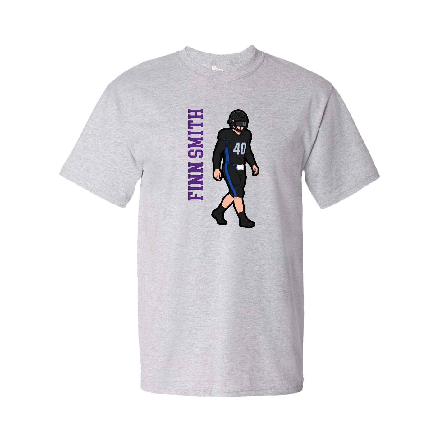 Youth Tee — Name Vertical in Grey