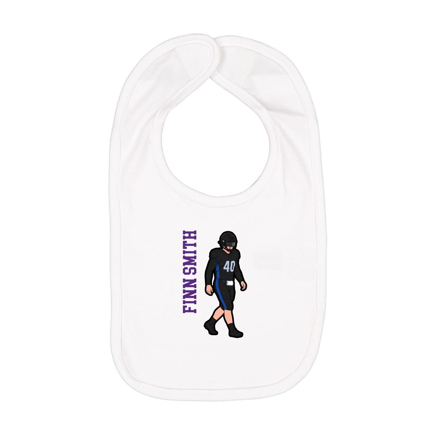 Infant Bib — Name Vertical in White