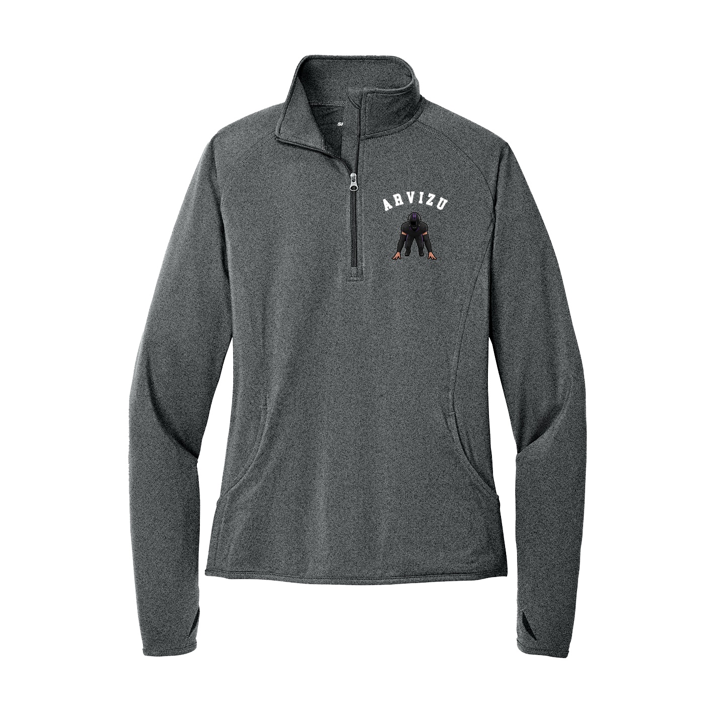 Women's Q-Zip Pullover — Shirsey Arch in Grey