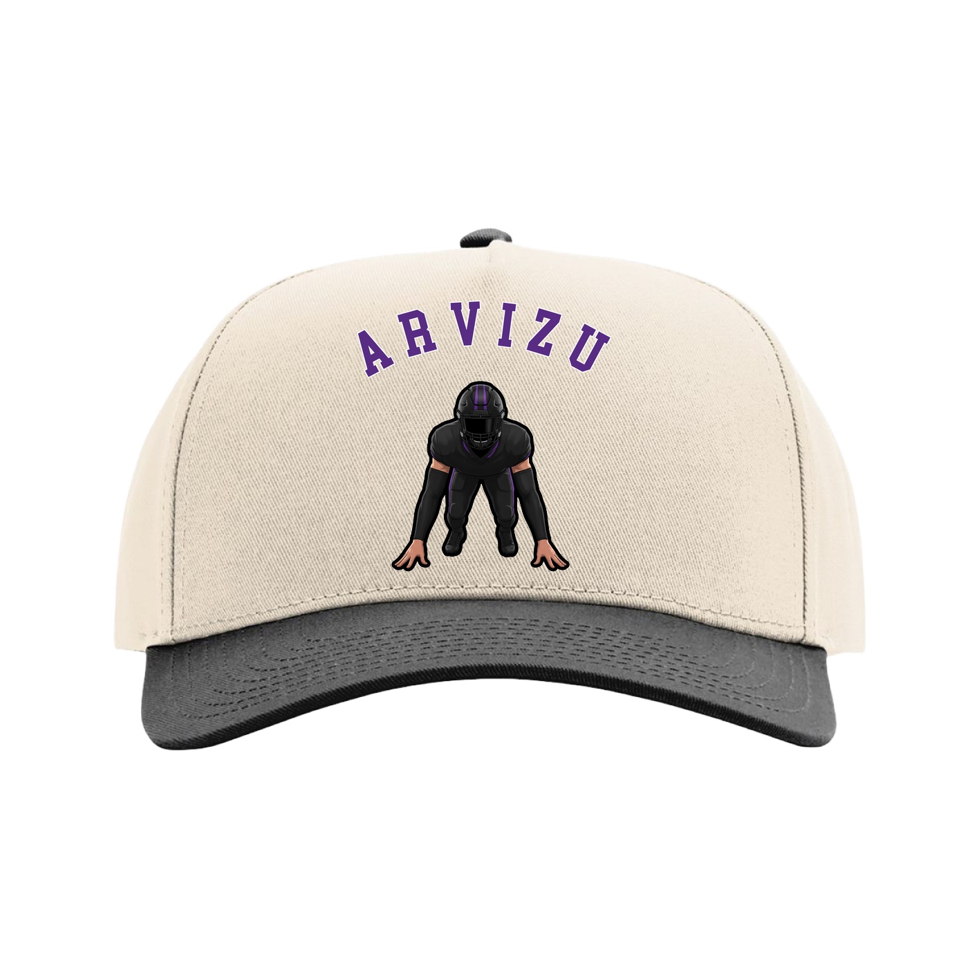 Full Fabric Five-Panel Champ Cap — Shirsey Arch in Cream/Black