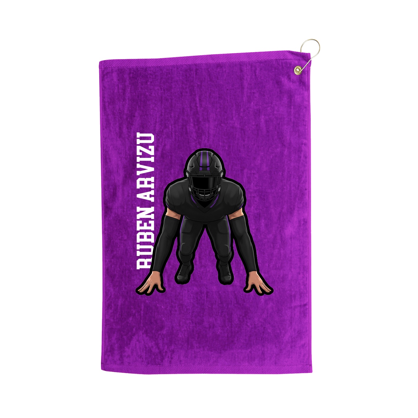 Golf Towel — Name Vertical in Purple