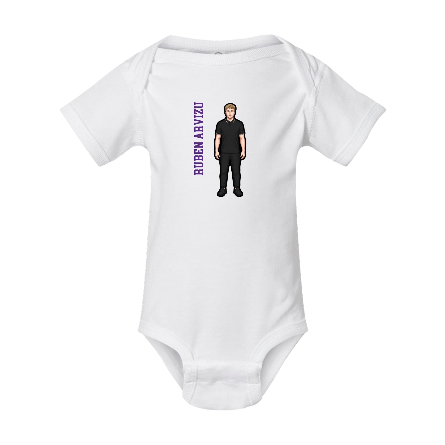 Baby Onesie — Name Vertical in White