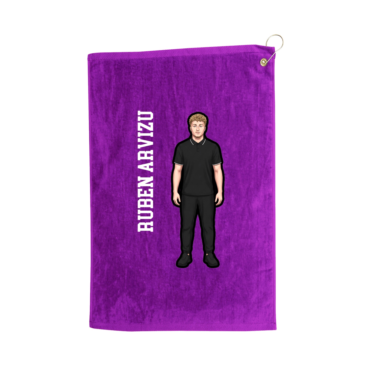 Golf Towel — Name Vertical in Purple