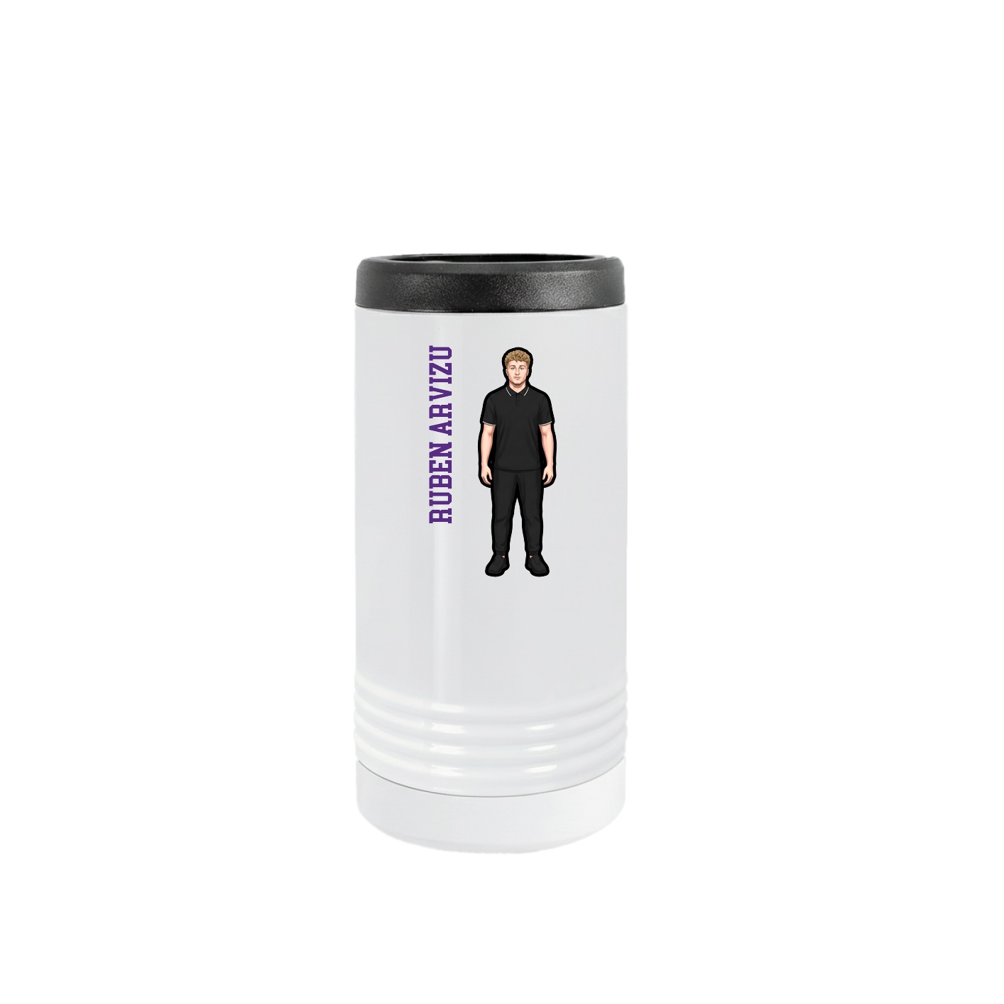 Slim Beverage Holder — Name Vertical in White