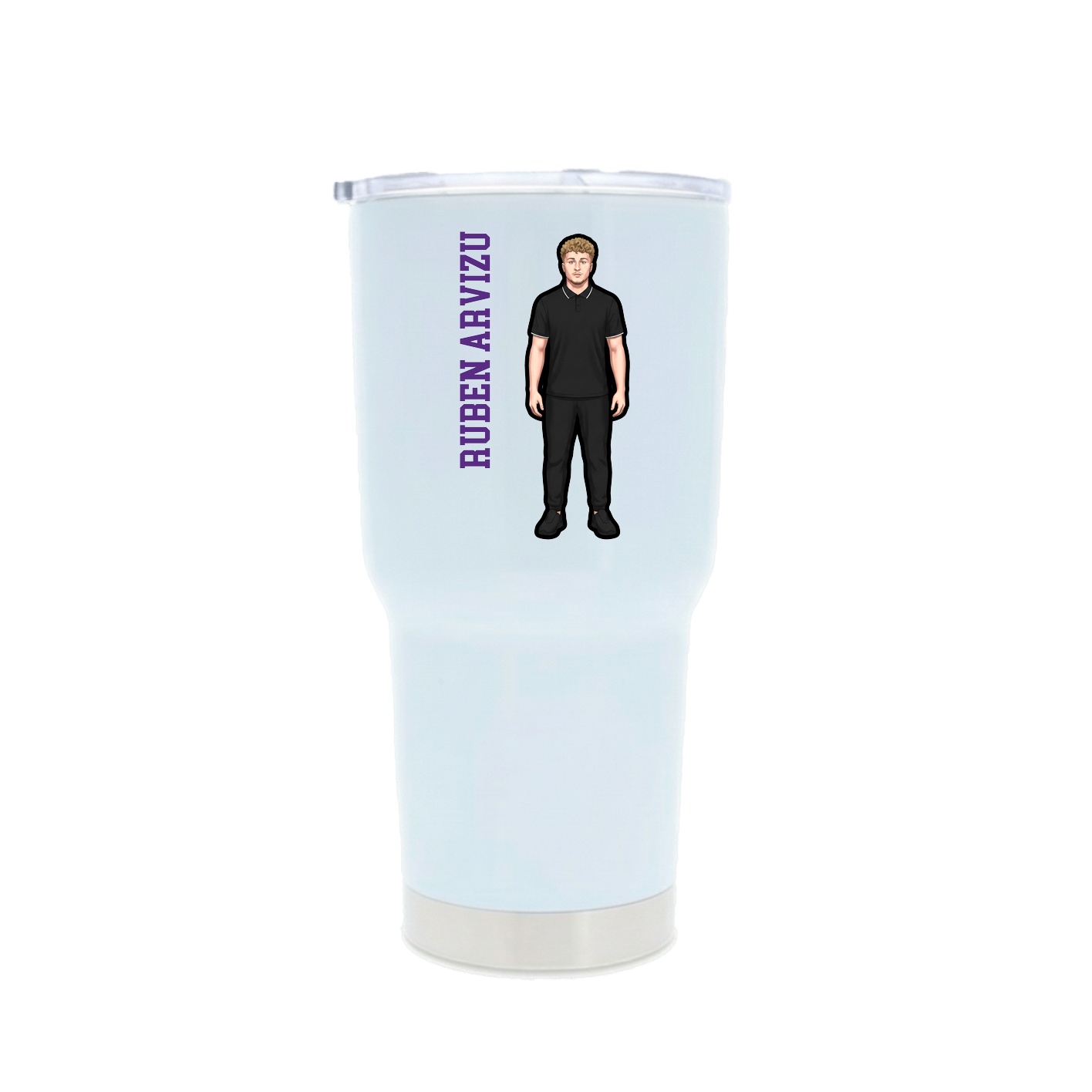 30oz Stainless Steel Tumbler — Name Vertical in White