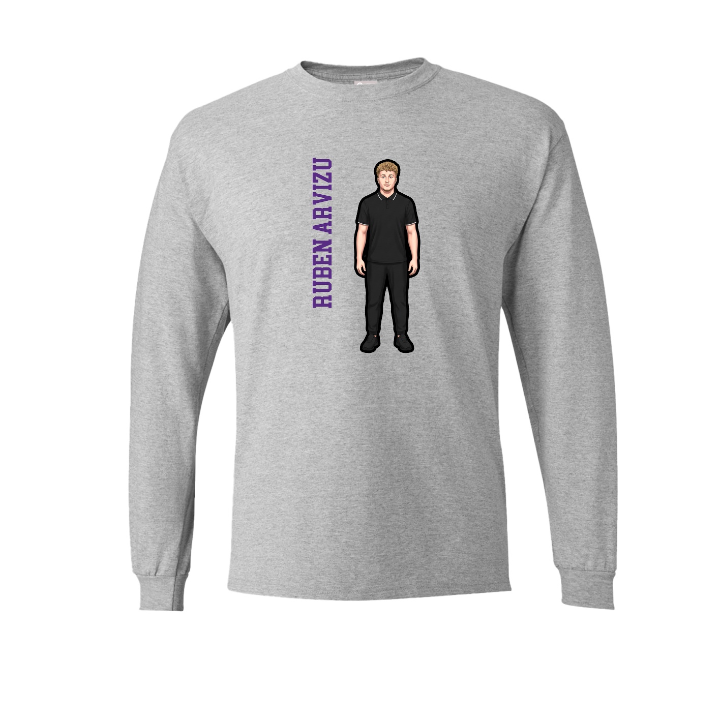 Long Sleeve Tee — Name Vertical in Grey