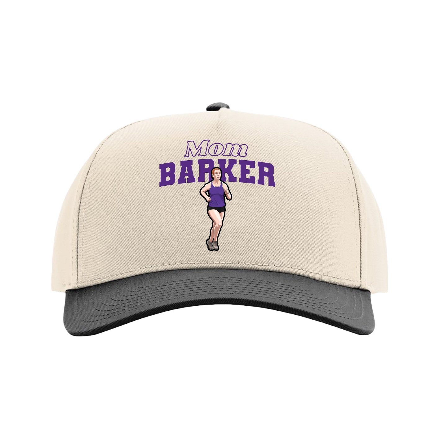 Full Fabric Five-Panel Champ Cap — Mothers Day Block in Cream/Black