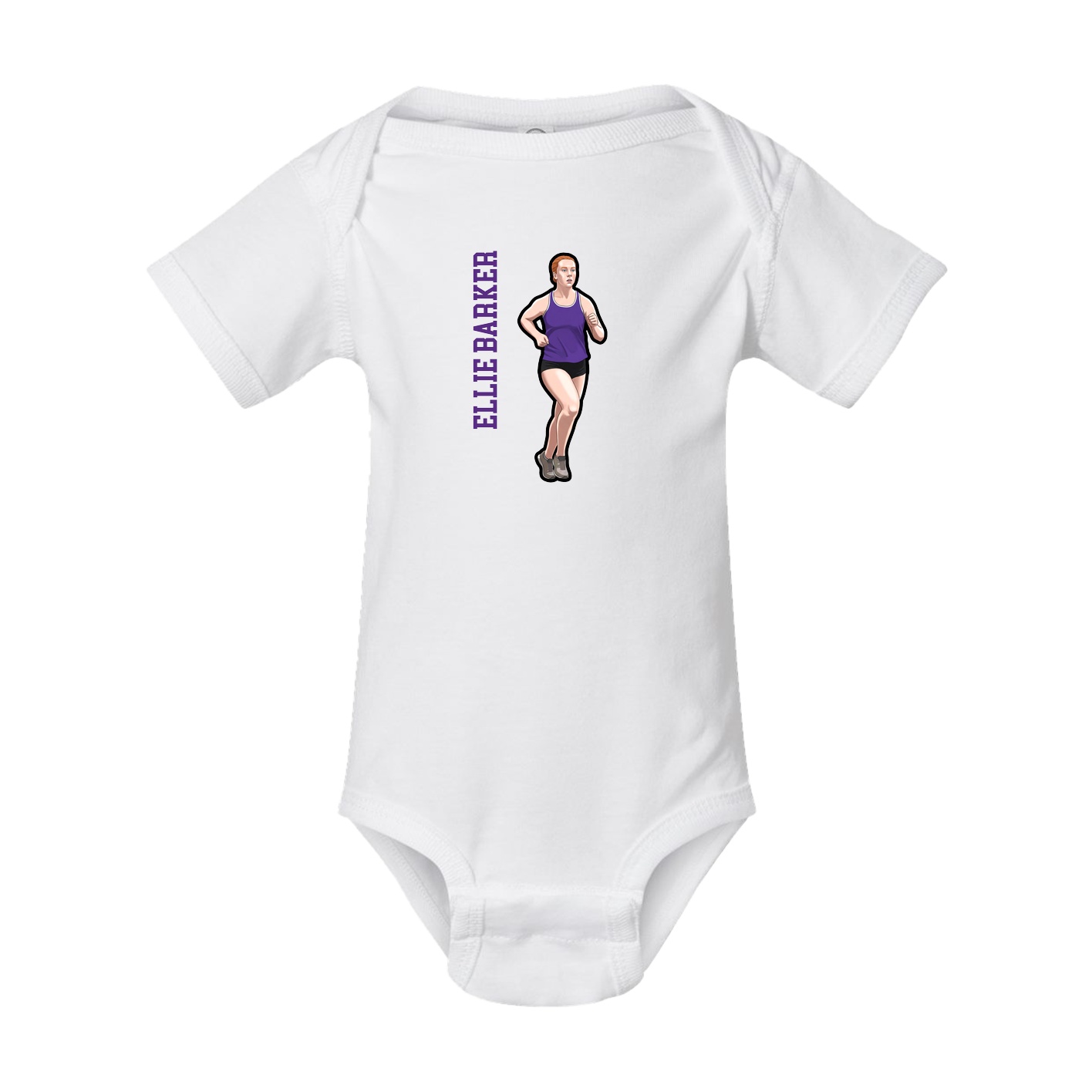 Baby Onesie — Name Vertical in White