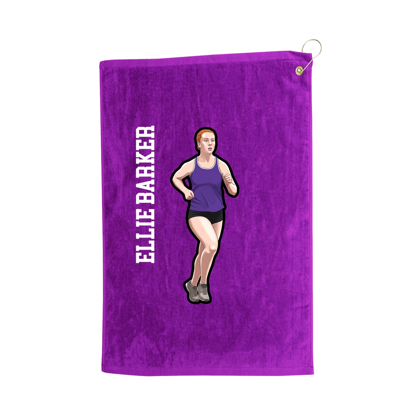 Golf Towel — Name Vertical in Purple