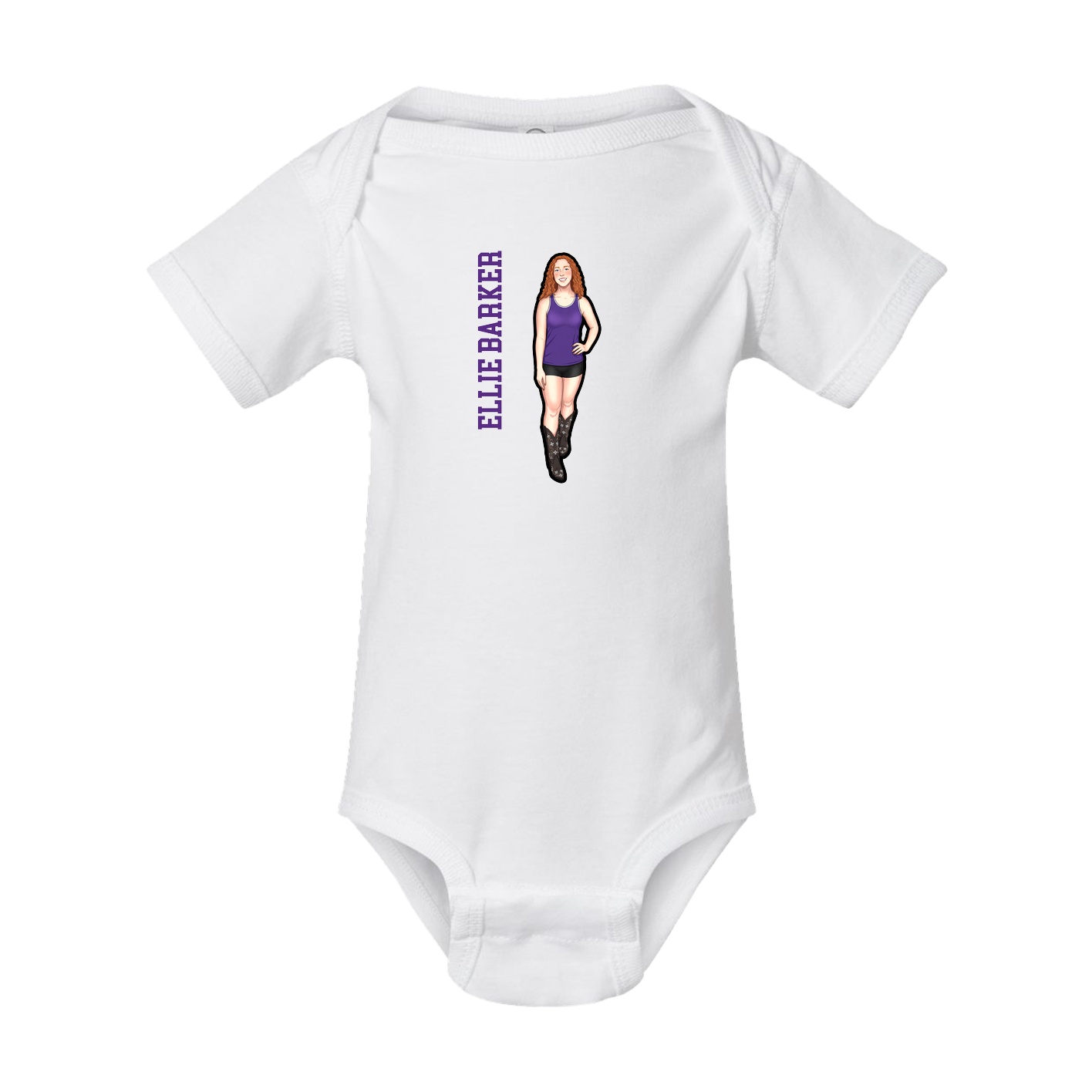 Baby Onesie — Name Vertical in White