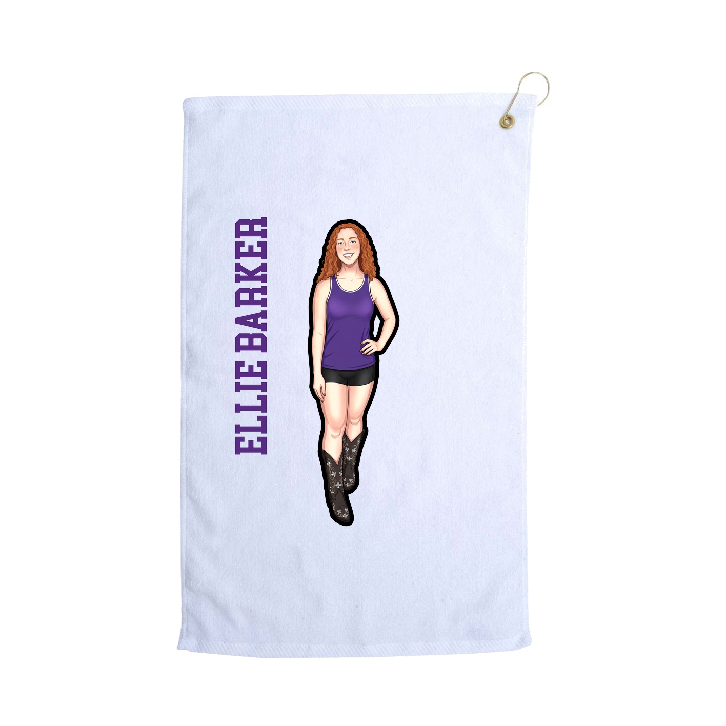 Golf Towel — Name Vertical in White