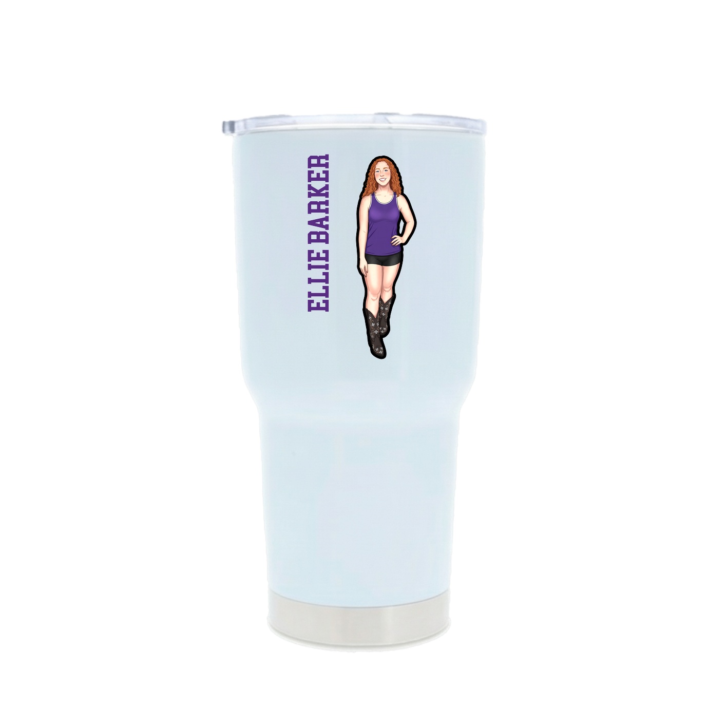 30oz Stainless Steel Tumbler — Name Vertical in White