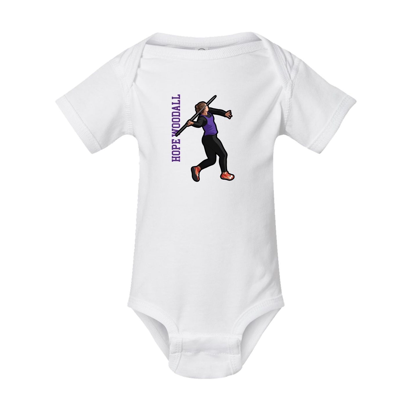 Baby Onesie — Name Vertical in White
