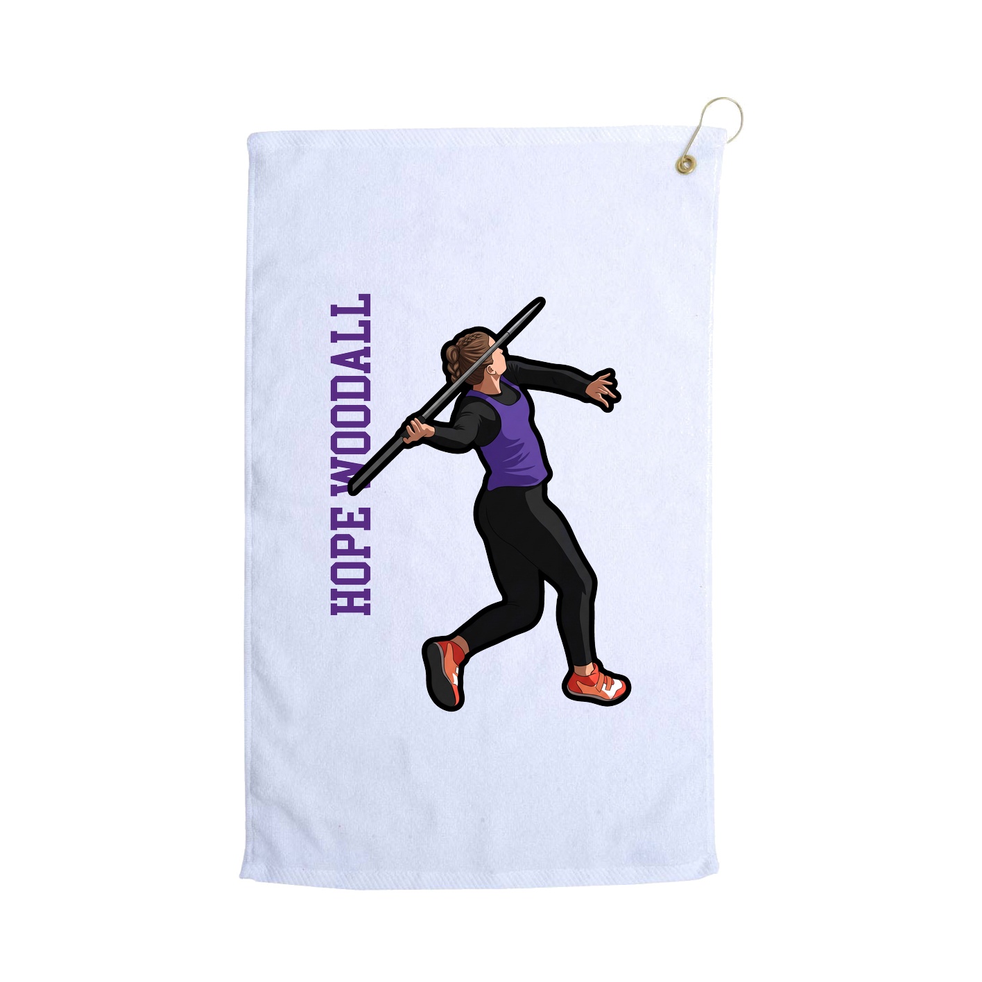 Golf Towel — Name Vertical in White