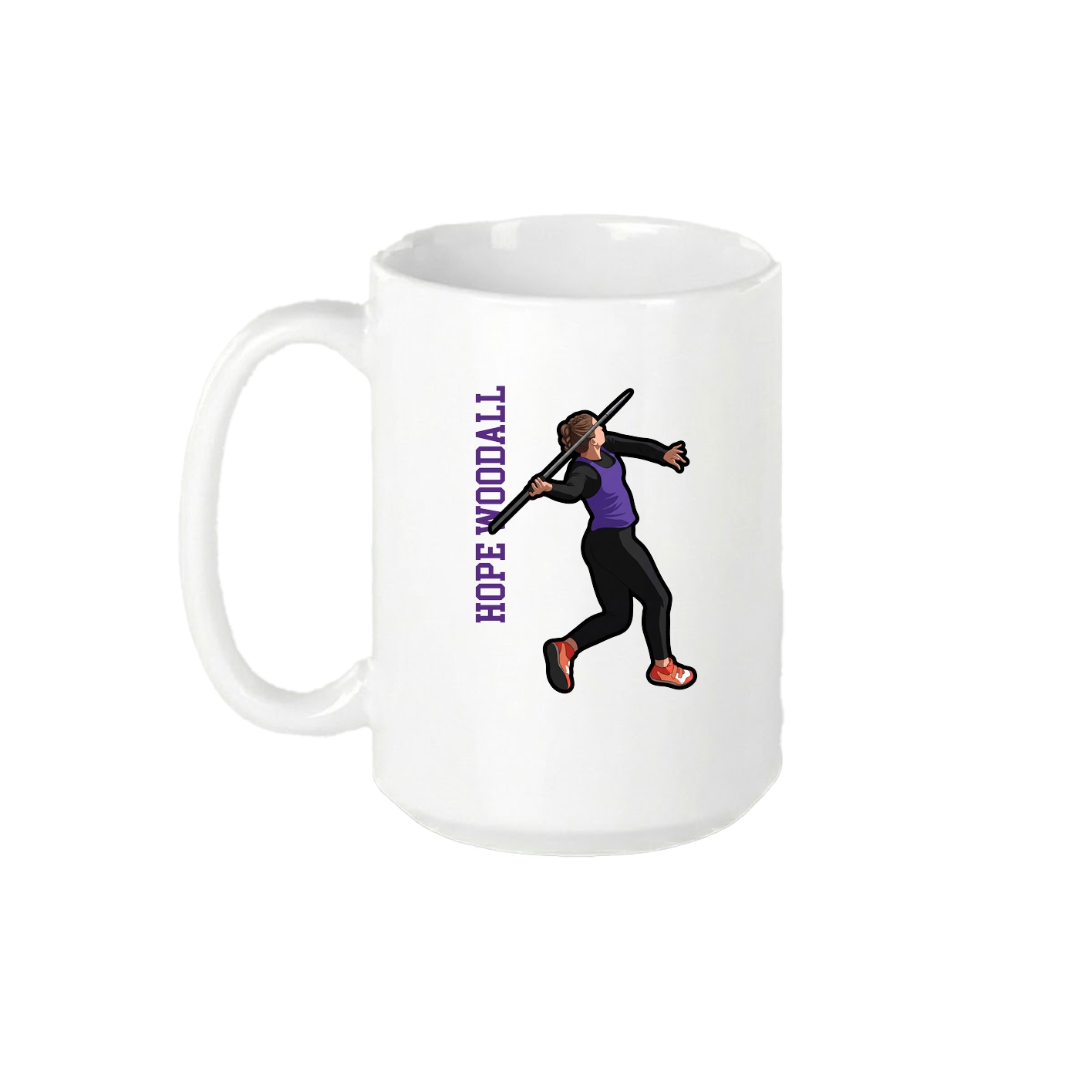15oz Coffee Mug — Name Vertical in White
