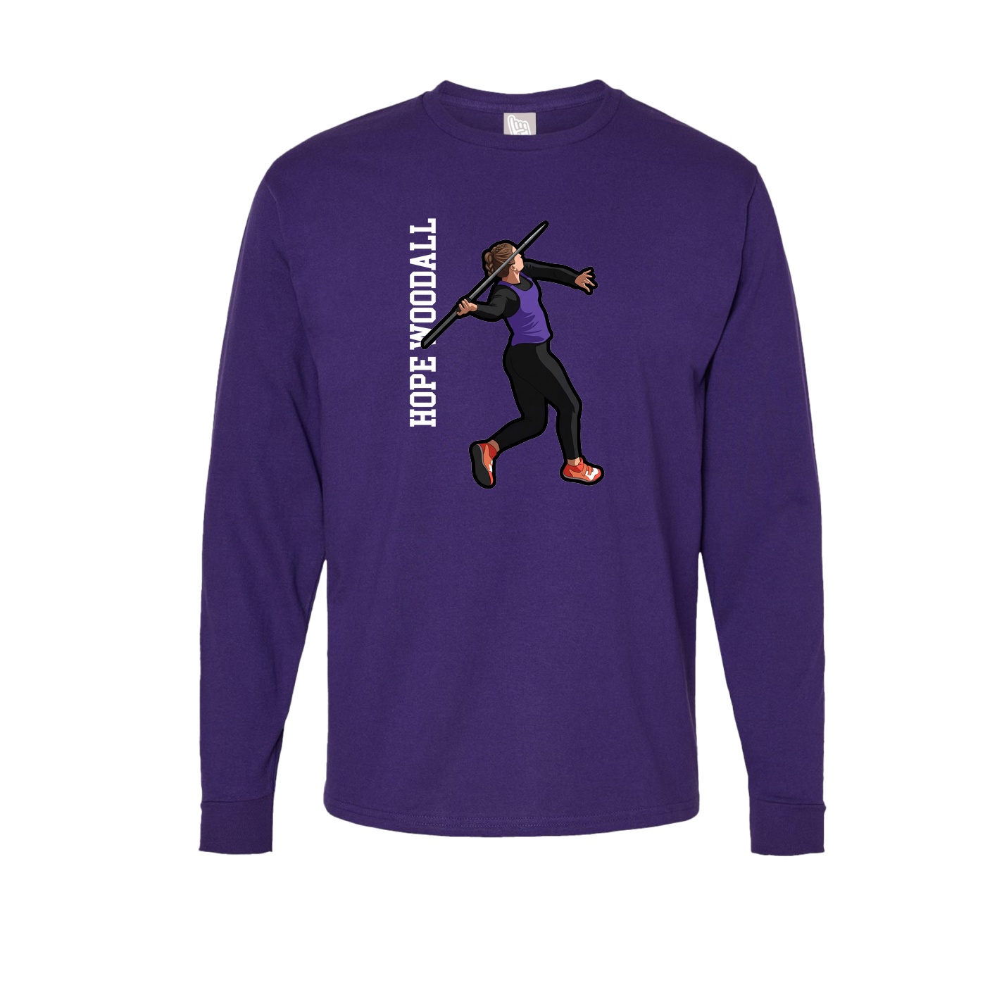 Long Sleeve Tee — Name Vertical in Purple