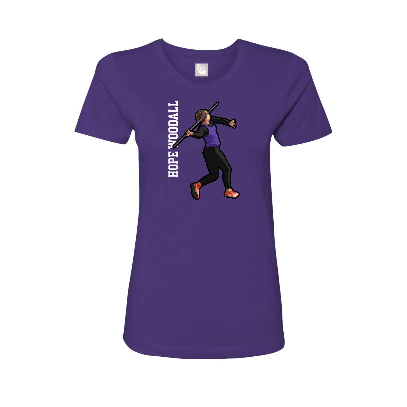 Fitted Women's Tee — Name Vertical in Purple
