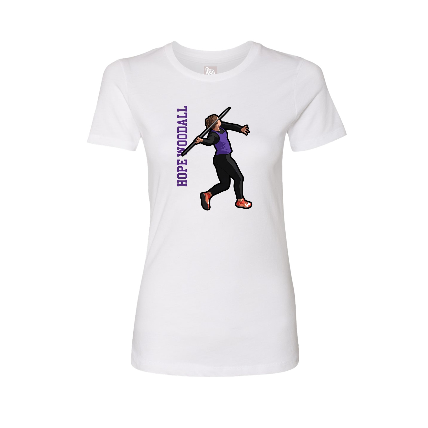 Womens Tee — Name Vertical in White
